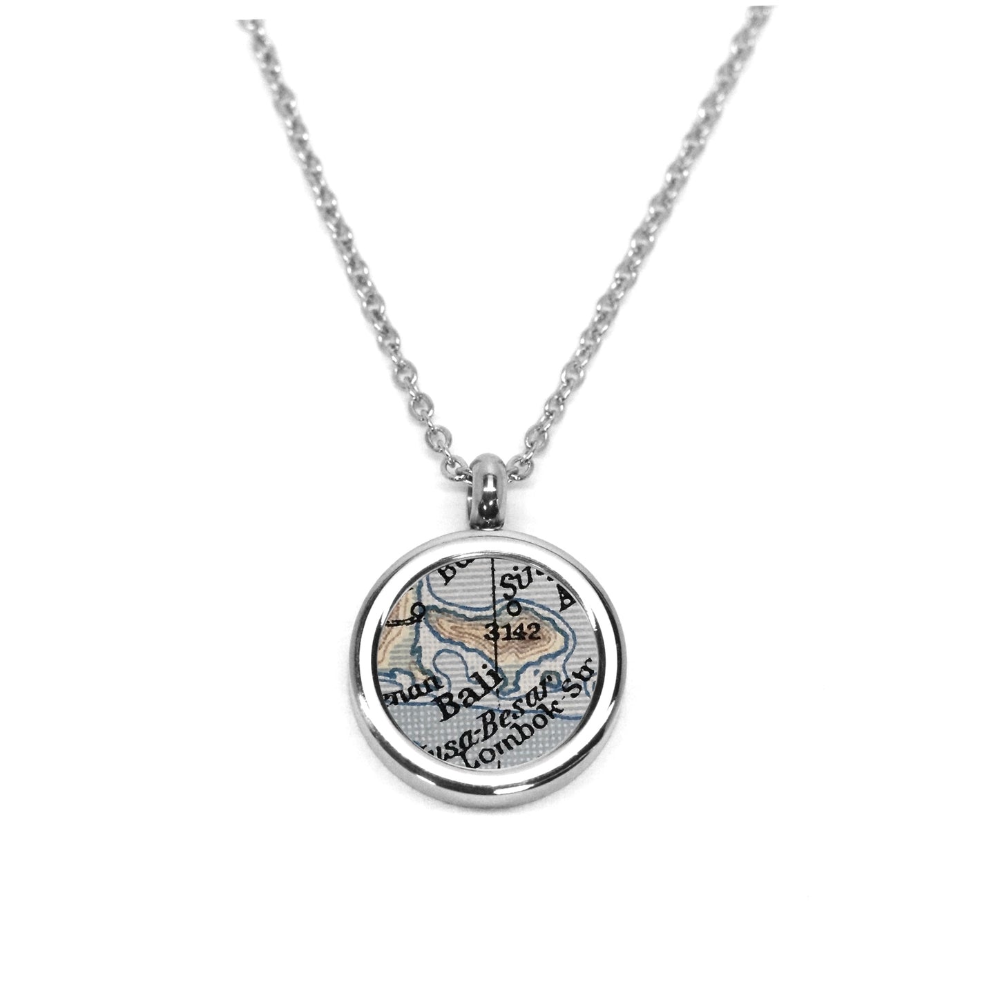 Medaillonkette mit deiner Lieblingsstadt aus original Landkarte