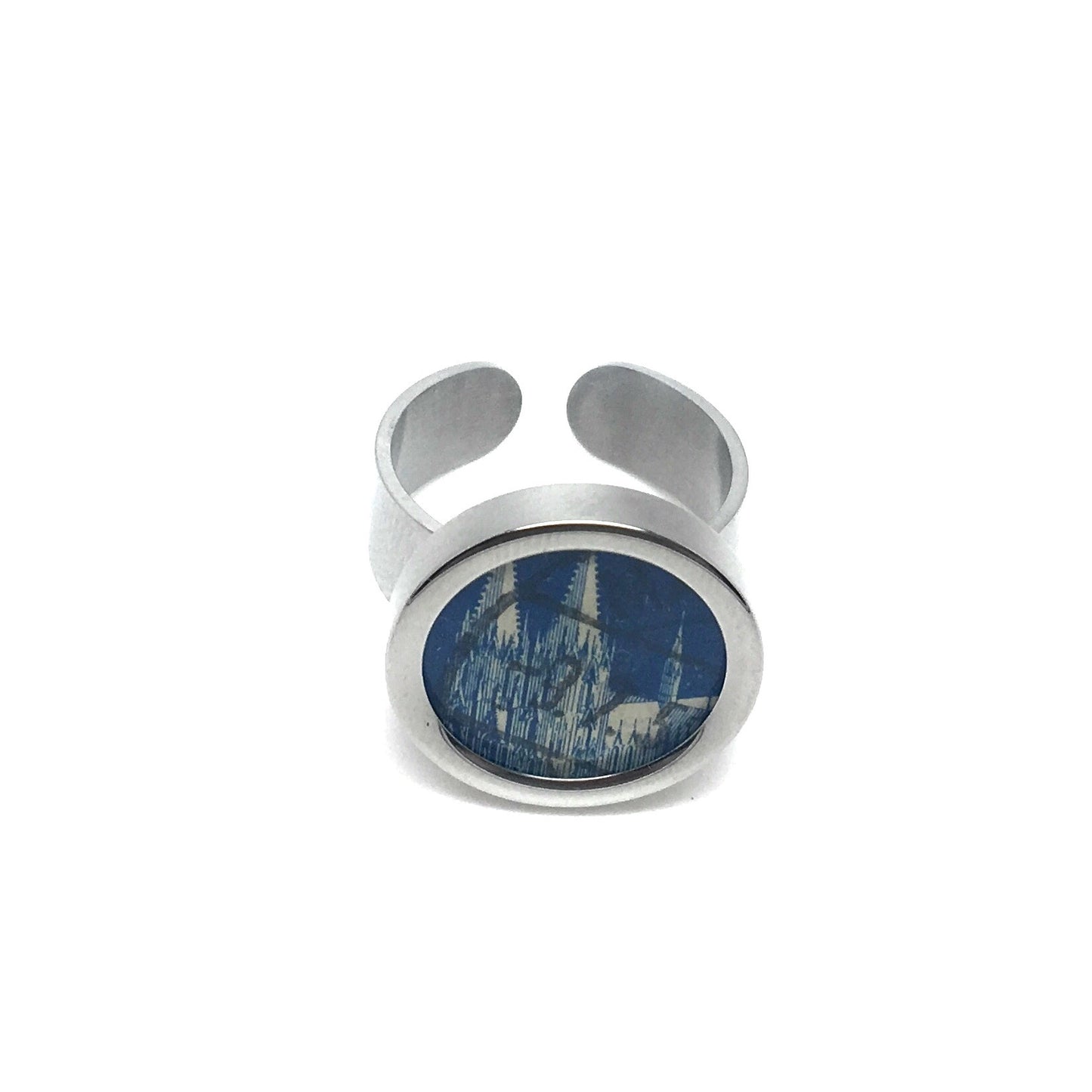 Ring mit blauer Kölner Dom Briefmarke