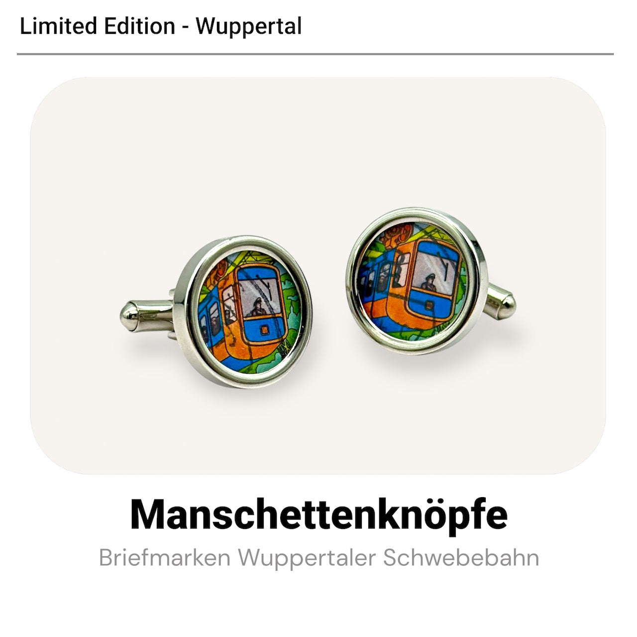 Manschettenknöpfe mit Schwebebahn Briefmarken im Typewriter Design - Limitiert