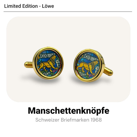 Manschettenknöpfe mit Briefmarken Löwe im Typewriter Design - Limitiert