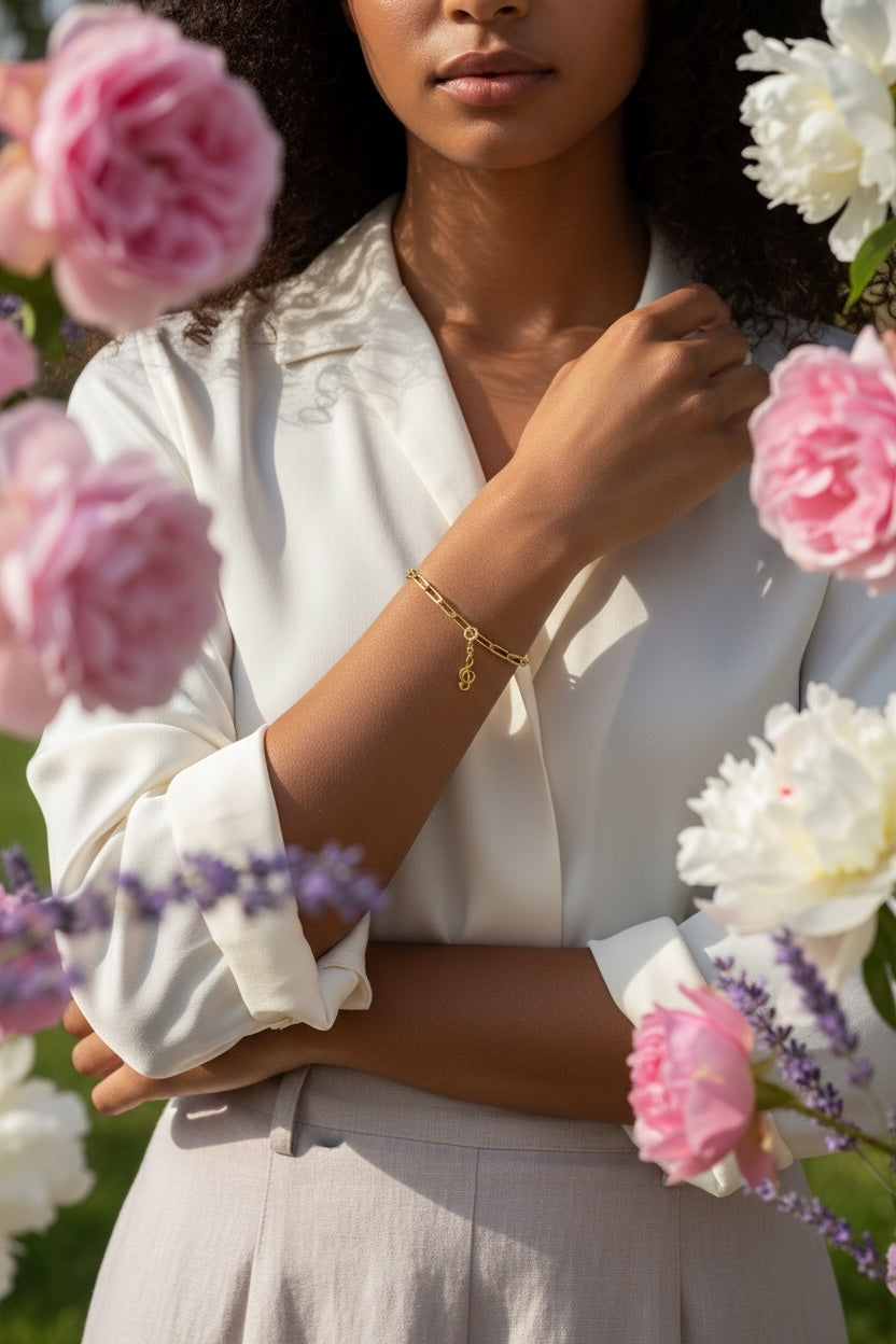 Kleiner Anhänger Violinschlüssel aus Edelstahl vergoldet