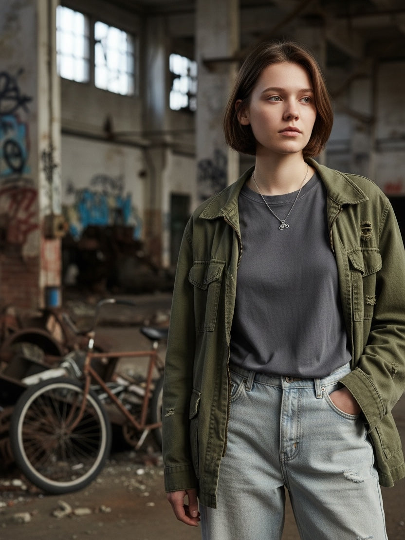 Kleiner Anhänger Fahrrad aus Edelstahl