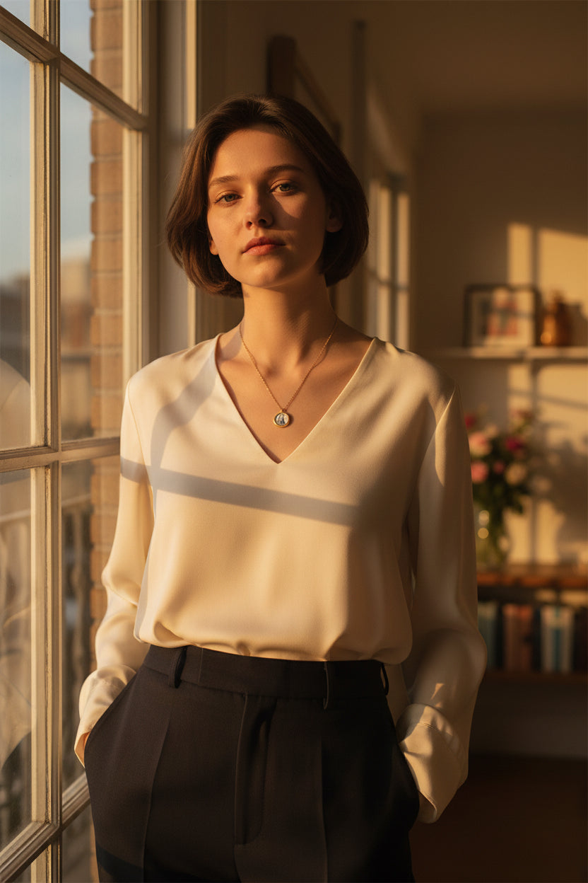 Medaillonkette mit Kölner Dom Briefmarke in Schwarz-Weiß. Vergoldet