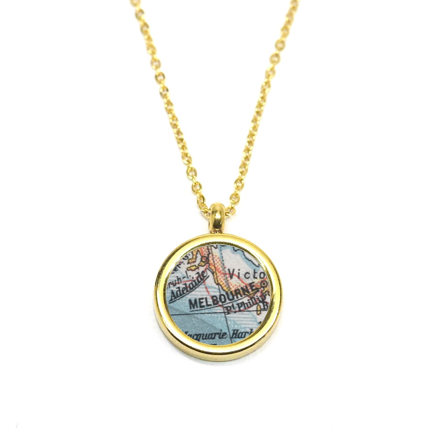Medaillonkette mit deiner Lieblingsstadt aus original Landkarte im Typeriter Gold Design