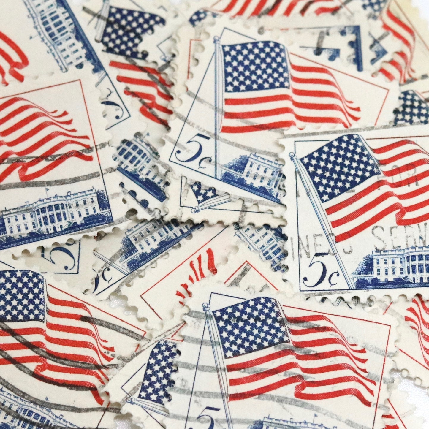 Manschettenknöpfe mit Sternenbanner Vereinigte Staaten Flagge Briefmarken im Typewriter Design